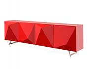 Modern Red Buffet Tempered Glass Top ST 439