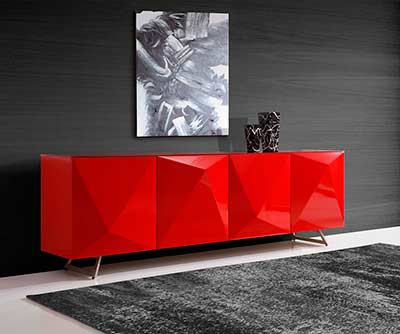 Modern Red Buffet Tempered Glass Top ST 439