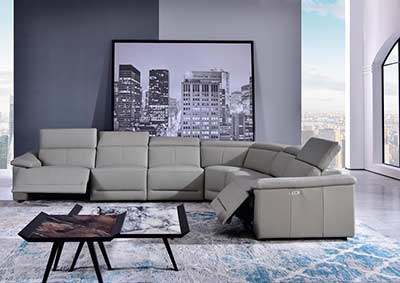 Light Gray Leather sectional sofa AE 303