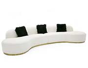 Off-White Fabric Curved Sectional Sofa