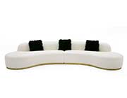 Off-White Fabric Curved Sectional Sofa