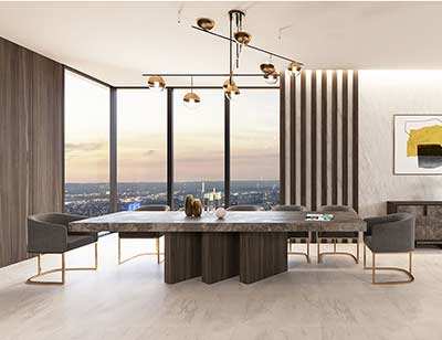Gray Volcano Eucalyptus Oak Table VG Mason