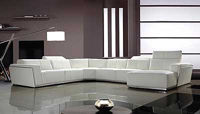 HE 654 Contemporary Leather Sectional Sofa