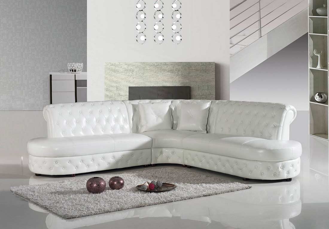 modern white leather tufted sofa