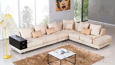 Cream Velvet Sectional Sofa AE36