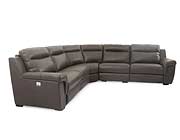 Power Leather Sectional JM Silvia in Light Grey