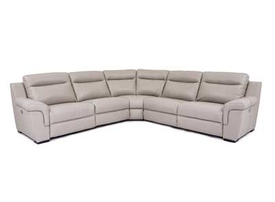 Power Leather Sectional JM Silvia in Light Grey