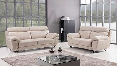 Modern Sofa Collection in Light Gray  Genuine Leather