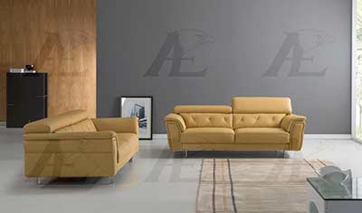 Yellow Italian leather sofa AEK 68