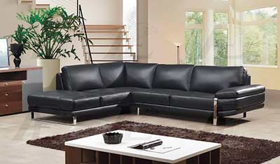 Black Leather Sectional Sofa AE 025