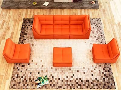 Pumpkin Bonded  Leather Sofa Set SJ652