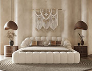 Modern Tufted Off-White Bed VG Yolane