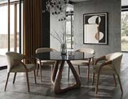round dining table walnut veneer Stainless Steel base VG Kristina